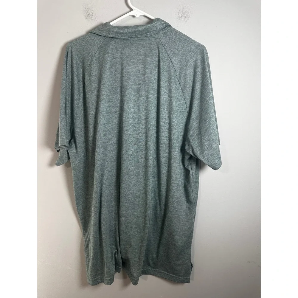 Adidas Golf Mens 2XL Heathered Green Performance Short Sleeve Polo Shirt Logo
